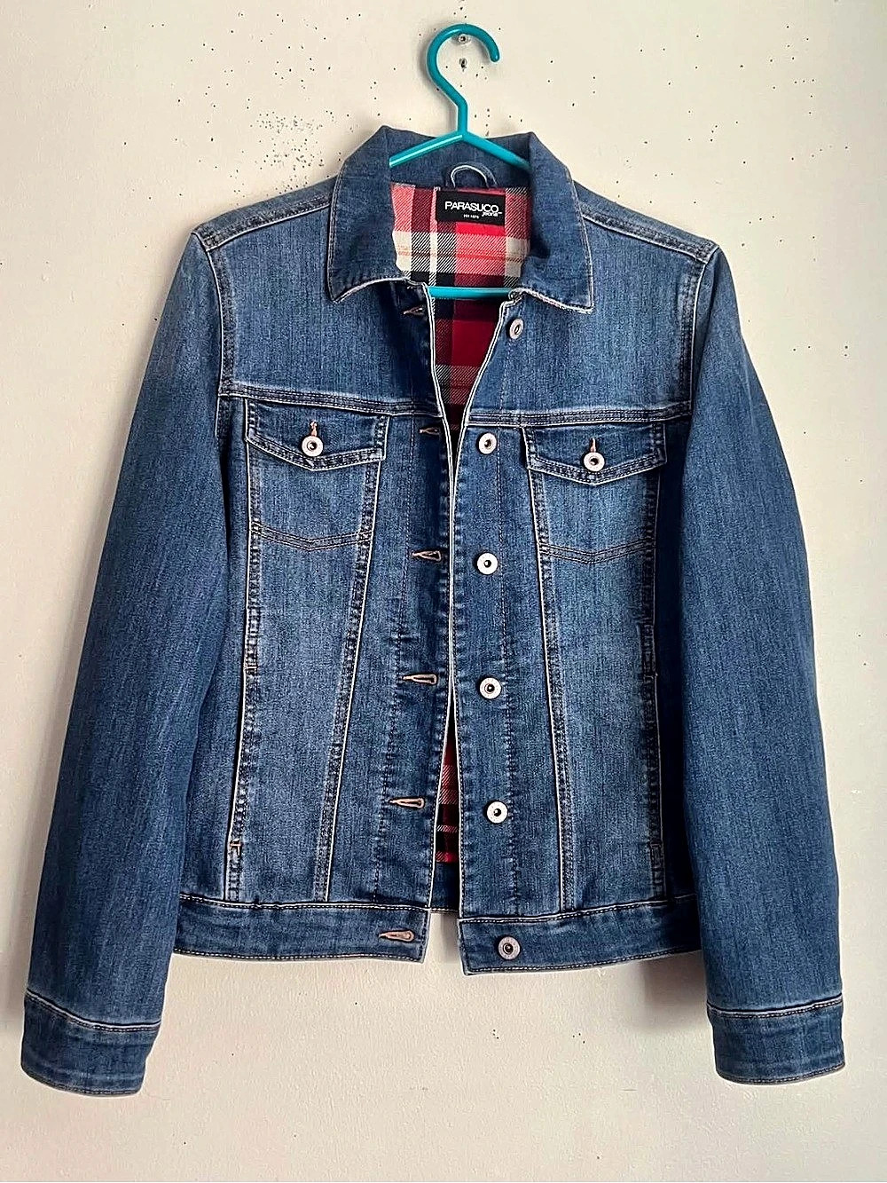 Denim Plaid-Lined Jacket Size Small Like New